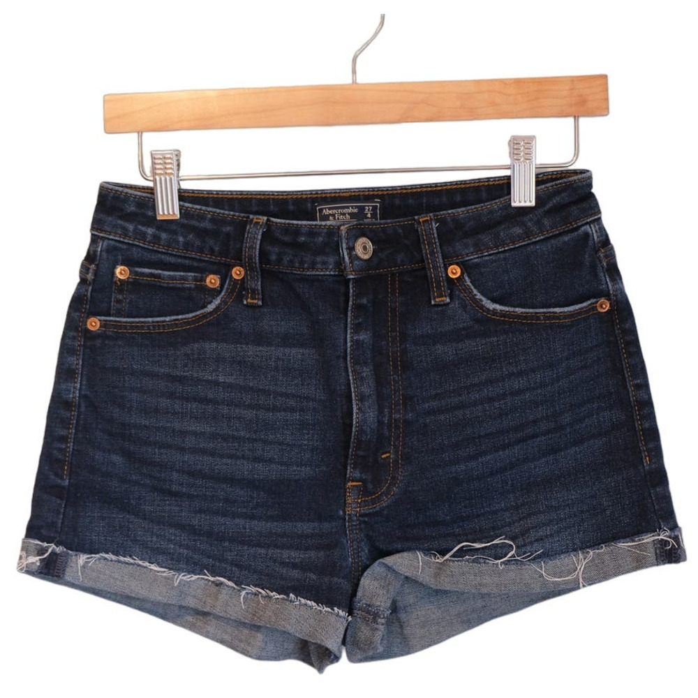 Abercrombie & Fitch High Rise Short Blue Denim Dark Wash Jean Shorts Size 27 / 4